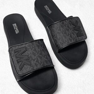 Michael Kors Black Slide Sandals – Classic MK Logo